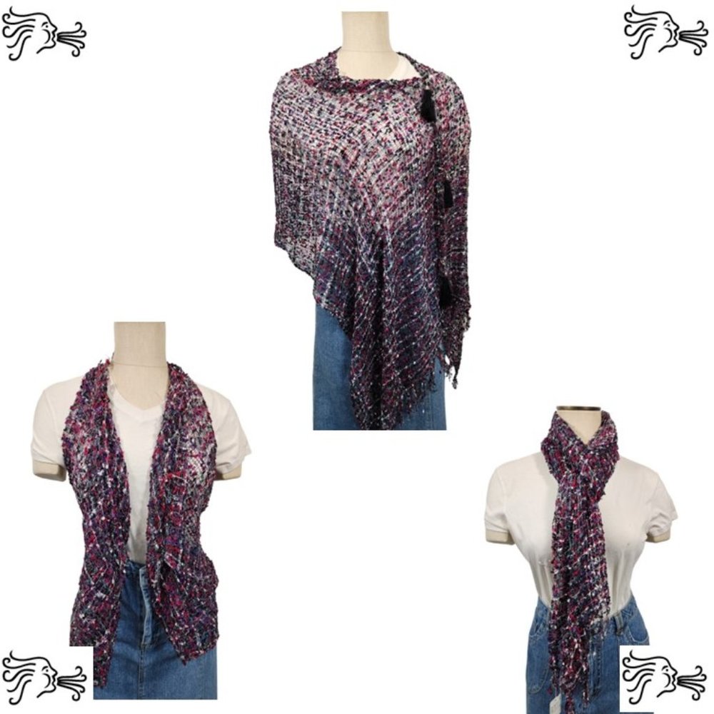 Black Gray Purple Red Poncho Vest Scarf Adjustable …